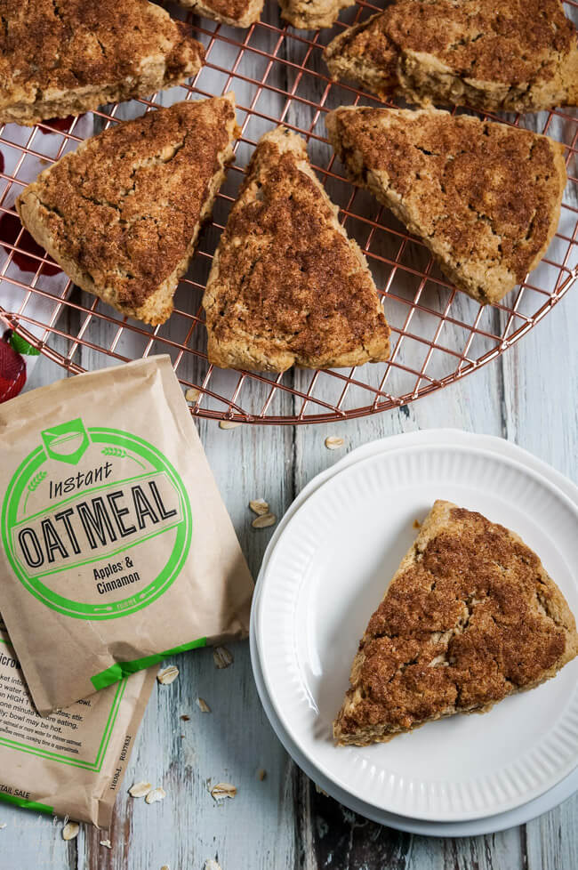 Instant Oatmeal Scones on a cooling rack. 