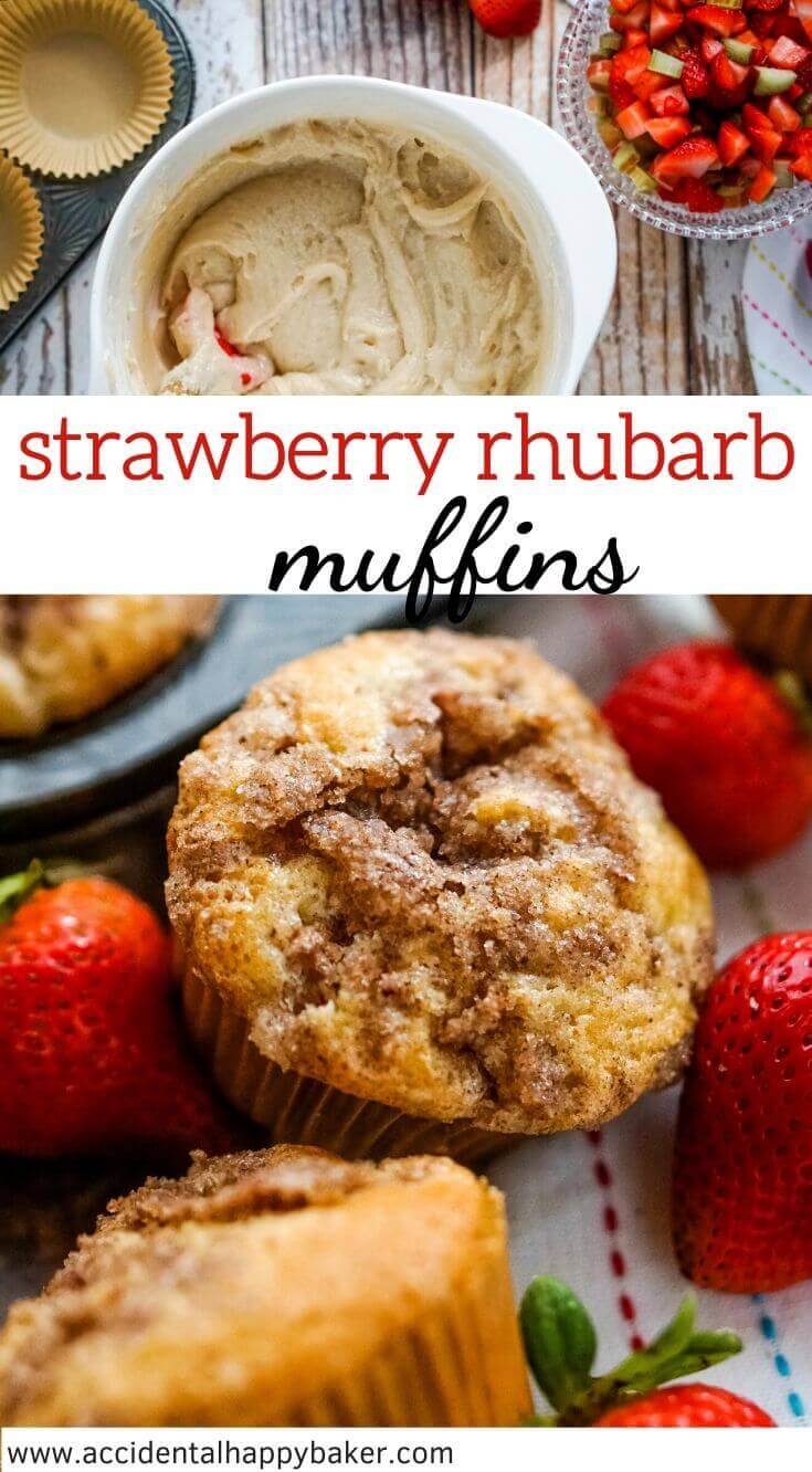 Sweet with a hint of tart, light and fluffy strawberry rhubarb muffins studded with bits of fresh strawberry and rhubarb and topped with a cinnamon struesel.