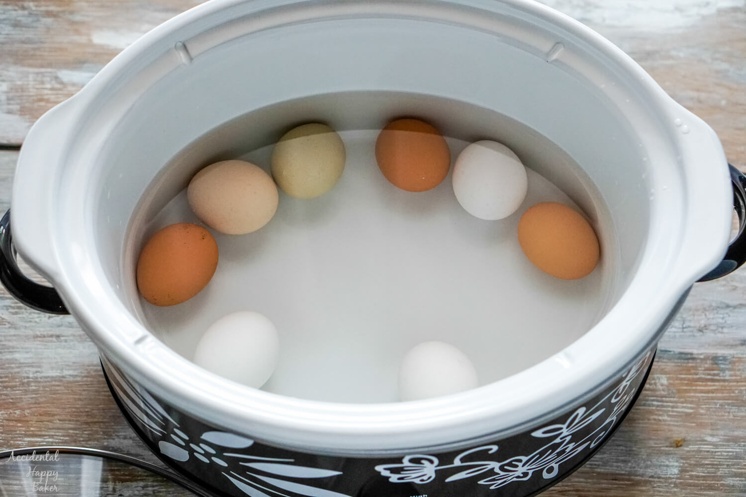 Hard boiled eggs in the slow cooker. 